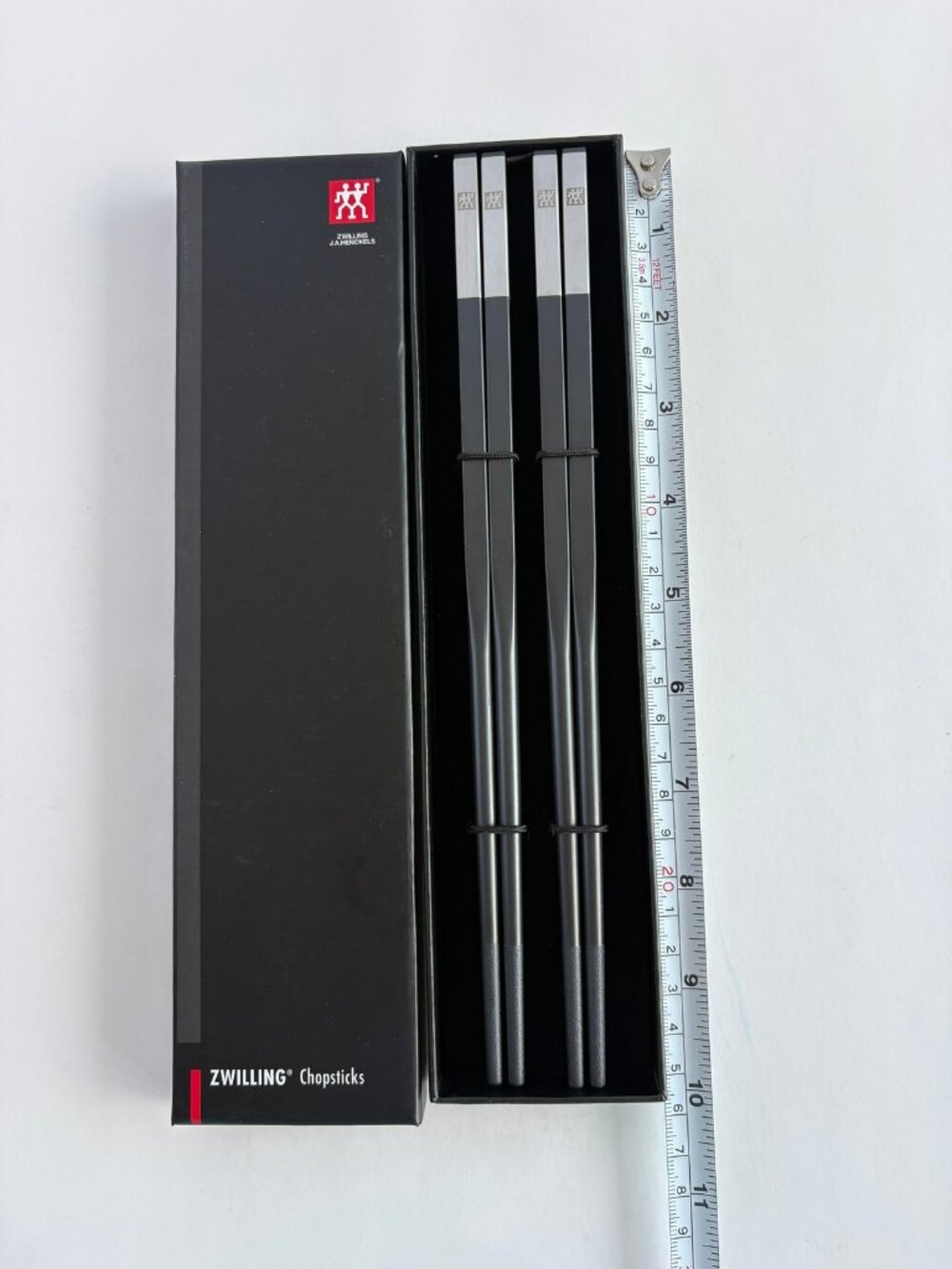 ZWILLING J.A. HENCKELS Chopsticks 2 Pair Set Black Silver Stainless Steel NEW